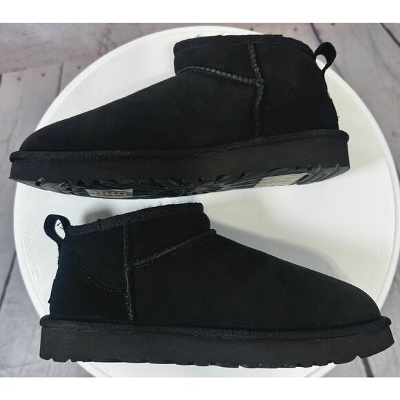 UGG Classic Ultra Mini Boots Black Suede Women’s Size 7 – New With Box - Picture 6 of 13